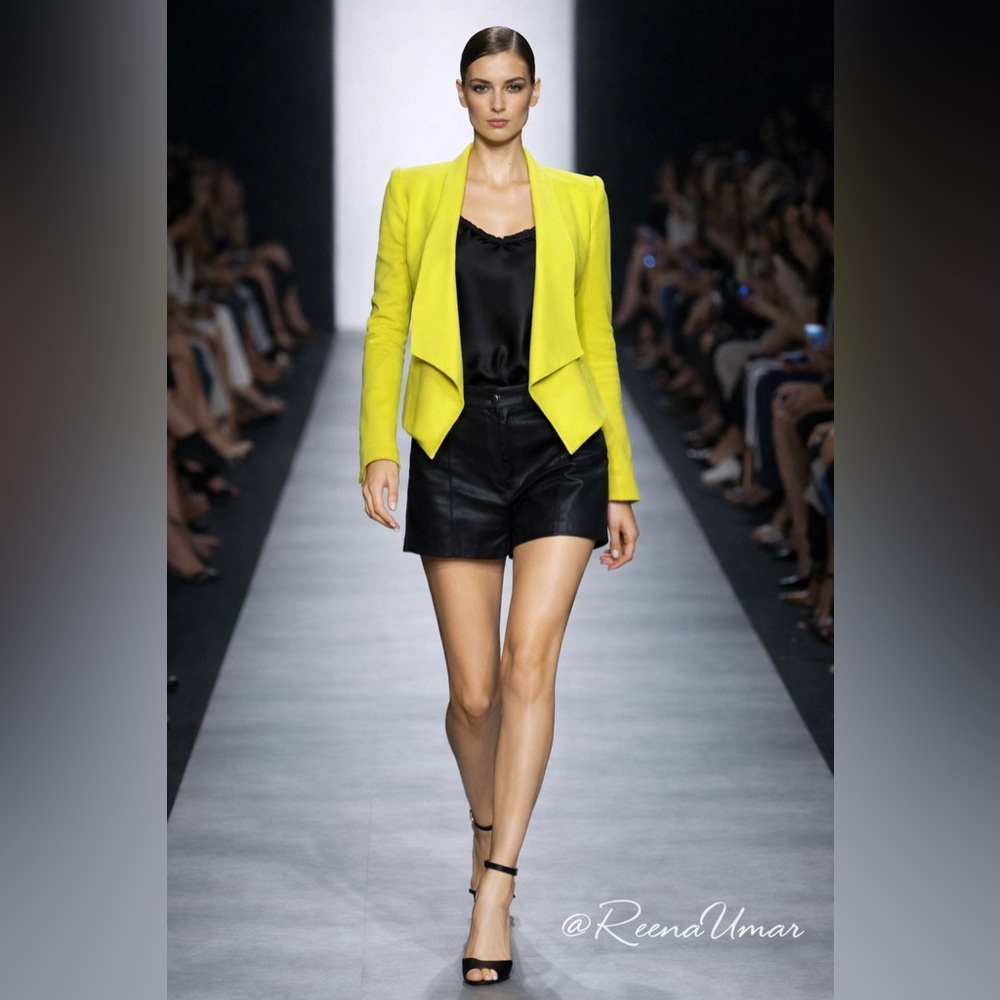 NWT BCBGMAXAZRIA “Abree” Chartreuse Open-Front Draped Blazer – Size XXS